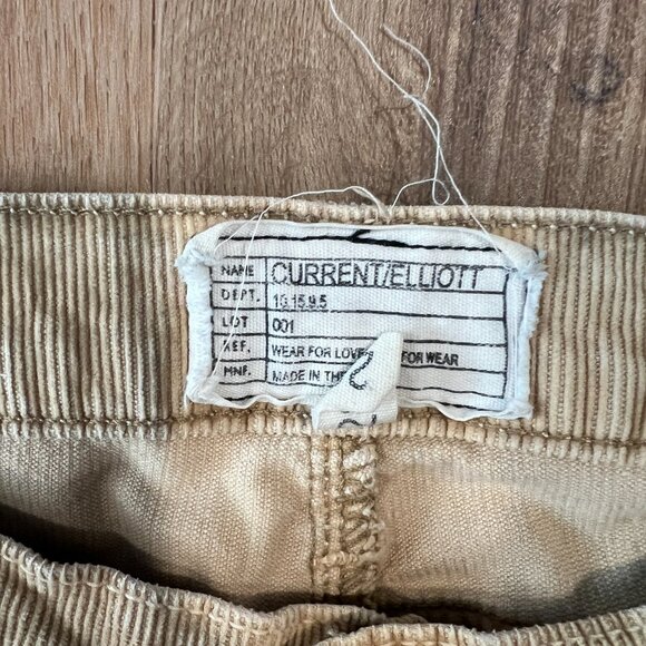 Current / Elliott Tan Beige Cream Corduroy Pants Jeans Skinny Size 29 - Picture 4 of 7